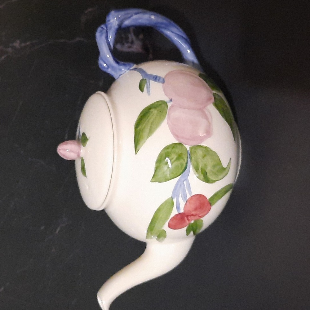 Vintage Johnson Bros Franciscan Orchard Glade Teapot with Blue Handle